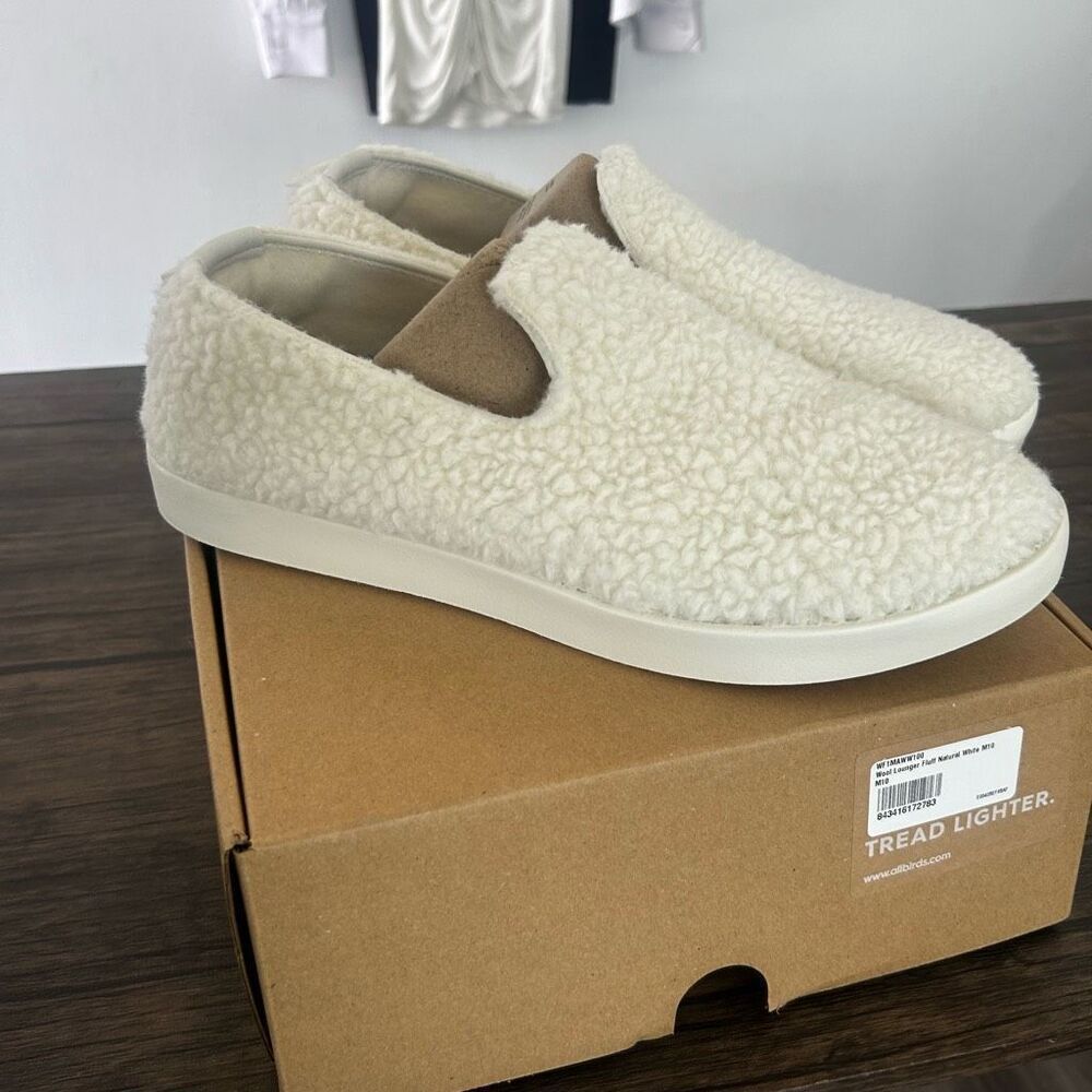 Allbirds Wool Lounger Fluff Natural White Slip On Shoes Men's Size 10 - Picture 1 of 6